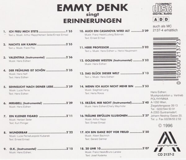 Emmy Denk, Hans Eidherr, Wienerlied, CD