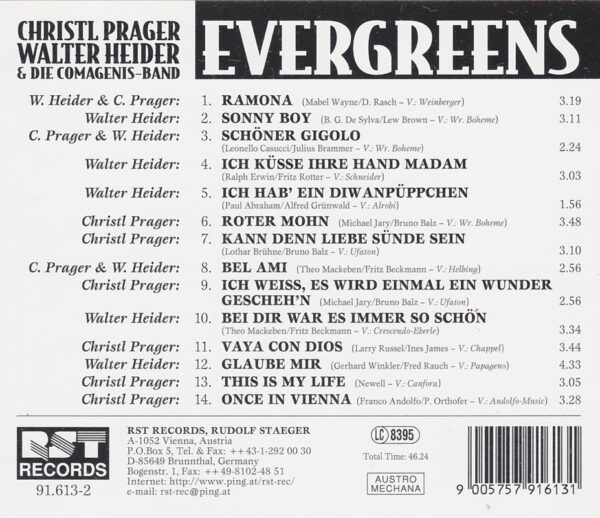 Evergreens, Christl Prager, Walter Heider, CD