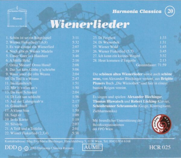 Alexander Blechinger, Thomas Hlawatsch, Robert Lücking, Schoenbrunner Schrammeln, CD