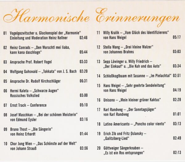 Ein akustischer Rückblick, 50 Jahre Harmonie, CD
