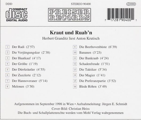 Herbert Grandits, Anton Krutisch, gesprochene CD, Preiser