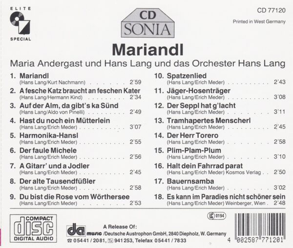 Hans Land, Maria Andergast, CD