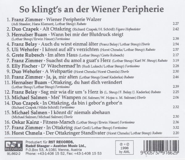 Wienerlieder, Zimmer, Hernalser Buam, Grete Rubesch, CD