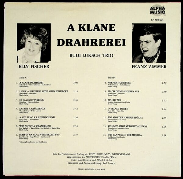 Elly Fischer, Franz Zimmer, Wienerlied, Schallplatte, Vinyl
