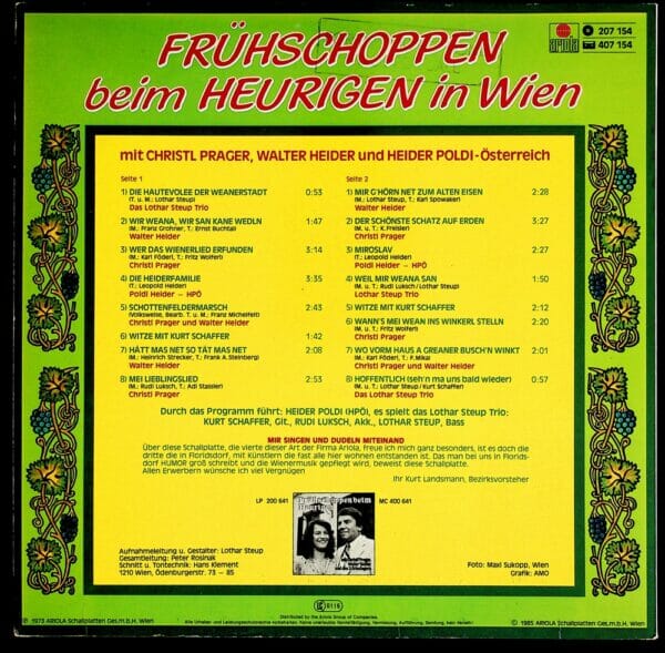 Walter Heider, Christl Prager, Poldi, Heider, Geschwister, Wienerlied, Schallplatte, Vinyl
