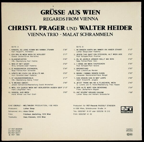 Christl Prager, Walter Heider, Wienerlied, Koenigin, Schallplatte, Vinyl