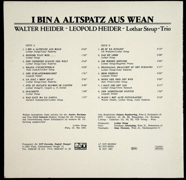 Wienerlied, Bruder, Leopold, Poldi, Walter, Heider, Schallplatte, Vinyl
