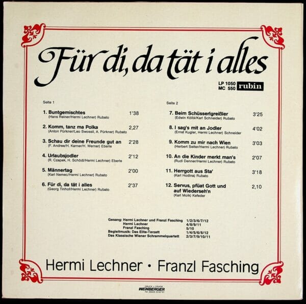 Hermi, Lechner, Franz, Fasching, Wienerlied, Schallplatte, Vinyl