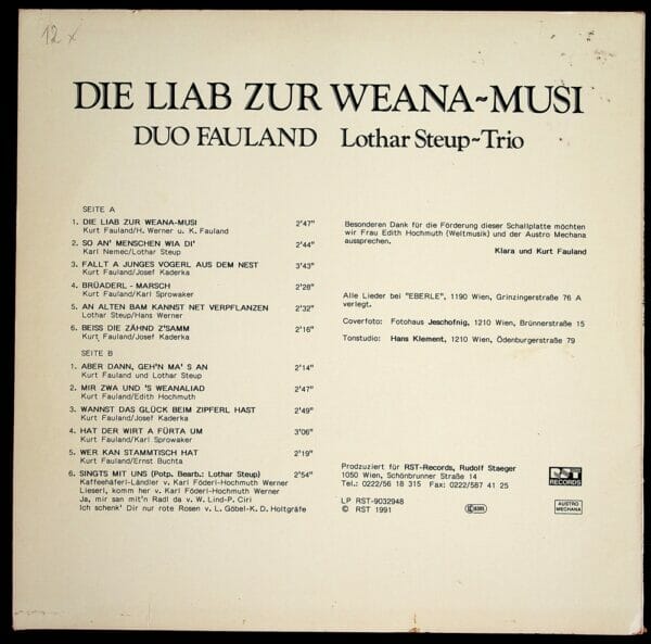 KLara, Kurt, Fauland, Wienerlied, Schallplatte, Vinyl