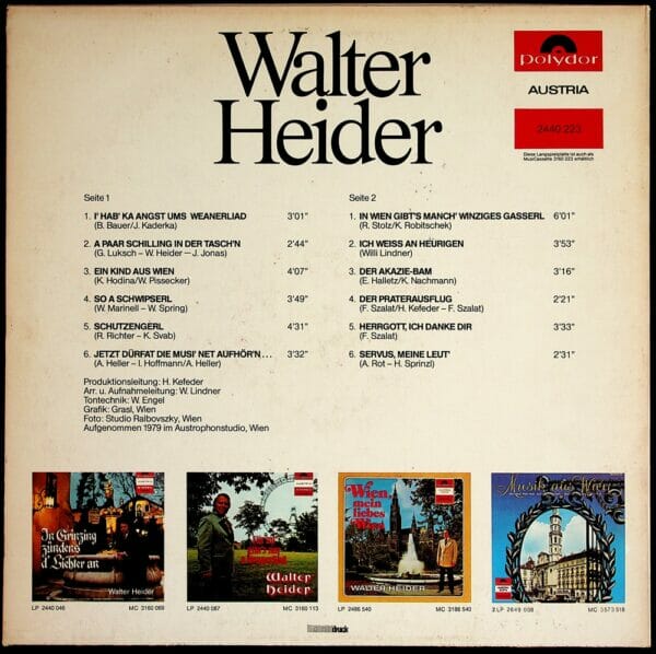 Walter Heider, Wienerlied, Schallplatte, Vinyl