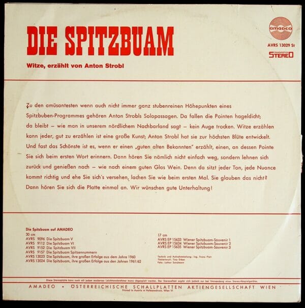 Spitzbuam, Spitzbuben, Witz, Schallplatte, Vinyl