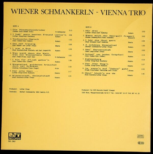 Herbert Schoendorfer, Lothar Steup, Rudi Koschelu, Wienerlied, Schallplatte, Vinyl