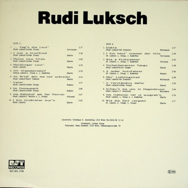 Rudi Luksch, Wienerlied, Saenger, Schallplatte, Vinyl