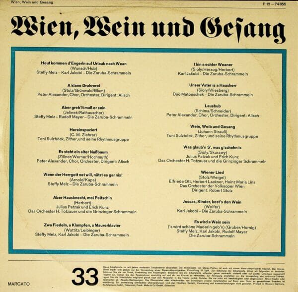Wienerlied, traditionell, Schallplatte, Vinyl