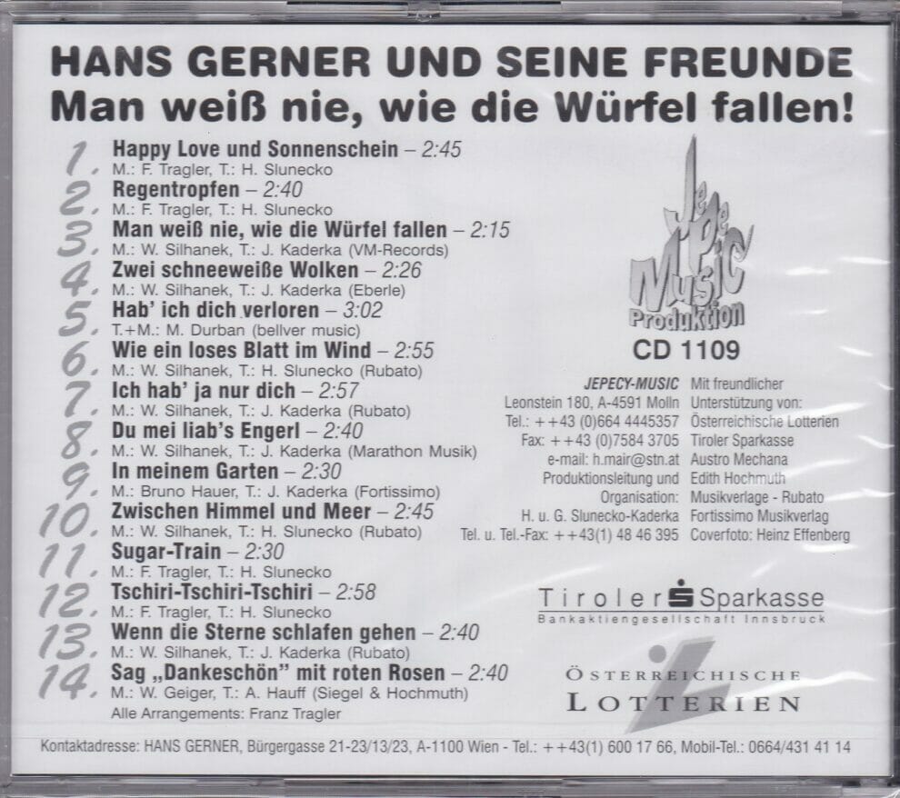 CD Hans Gerner und seine Freunde Man weiß nie, wie die Würfel fallen