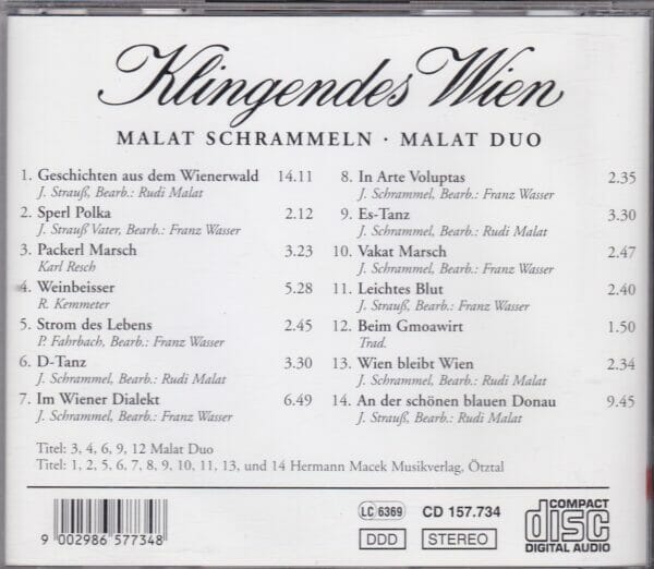 CD Malat Schrammeln- Klingendes Wien – Bild 2