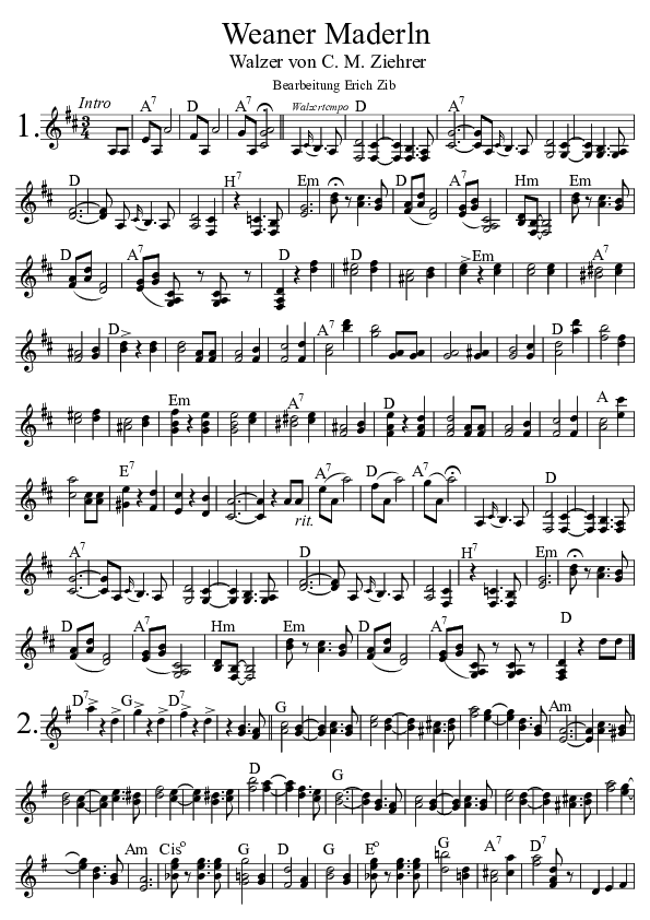 Weana Maderln Walzer 3 Seiten