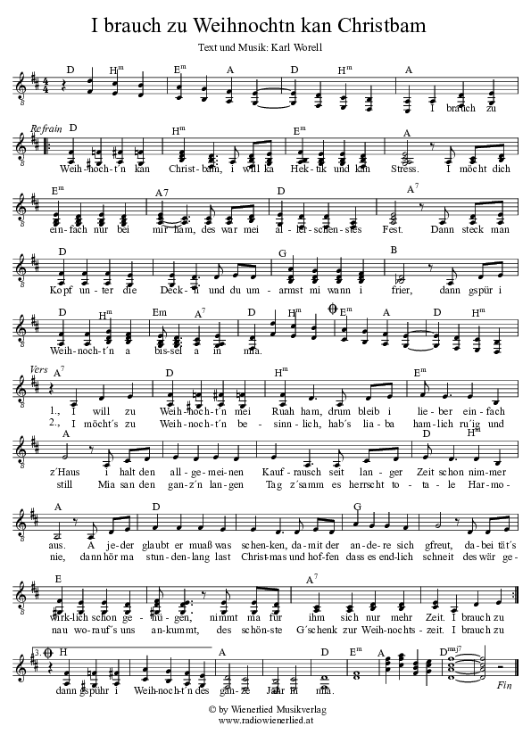 I brauch zu Weihnochtn kan Christbam-HarmonikaD