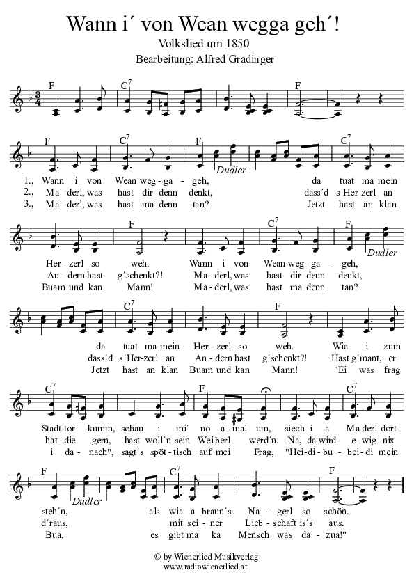 Wann i von Wean wegga geh