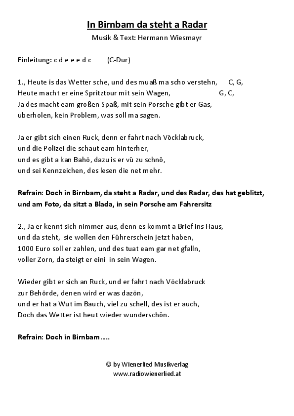 In Birnbam da steht a Radar