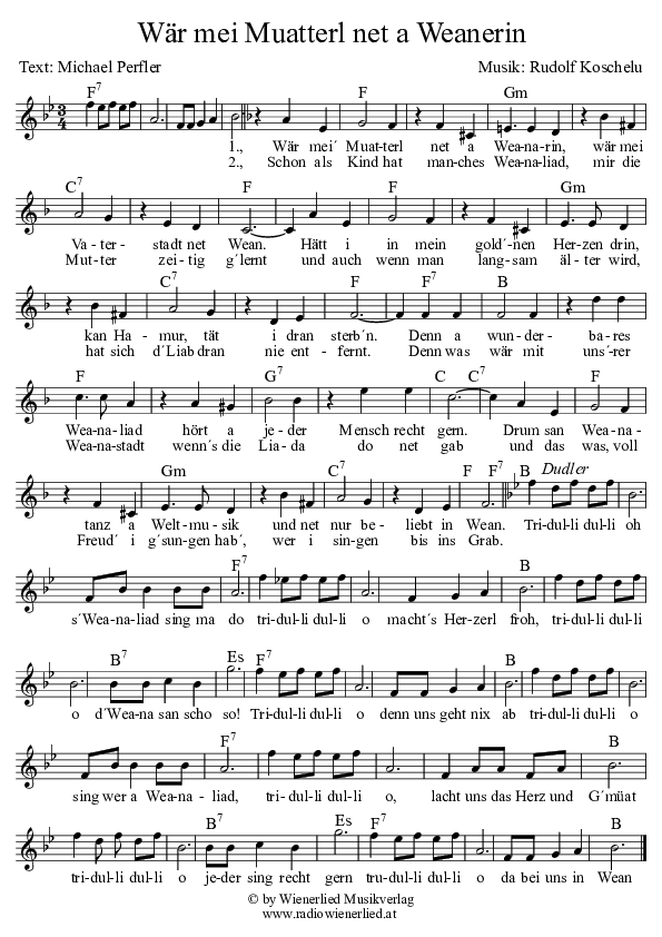 Waer mei Muatterl net a Weanerin