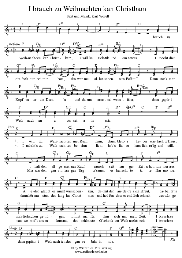 I brauch zu Weihnochtn kan Christbam