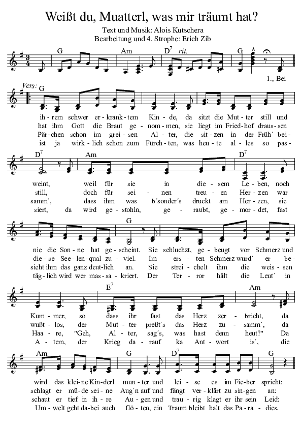 Weisst du Muatterl, was mir traeumt hat